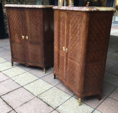Paire  De Buffets  à Hauteur d'Appui En Marqueterie.