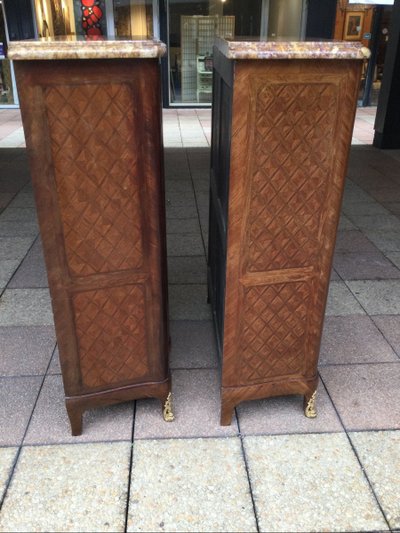 Paire  De Buffets  à Hauteur d'Appui En Marqueterie.