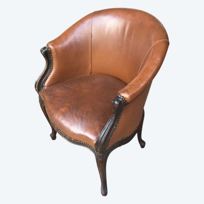 Un Fauteuil De Bureau Louis XV  Garni De Cuir