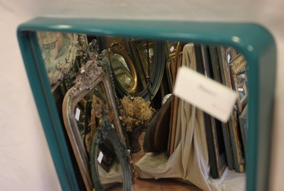43 X 74 Cm Paire De Miroirs Années 70 Par Schönbuch, Bleu émeraude