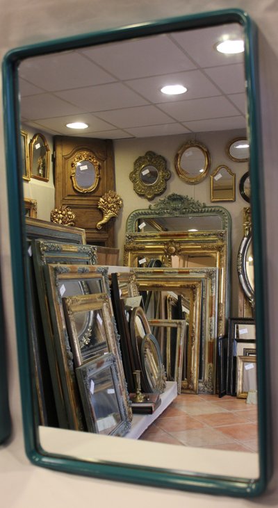 43 X 74 Cm Paire De Miroirs Années 70 Par Schönbuch, Bleu émeraude