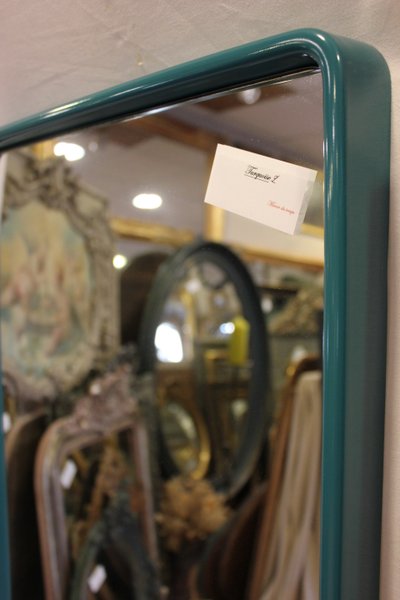 43 X 74 Cm Paire De Miroirs Années 70 Par Schönbuch, Bleu émeraude