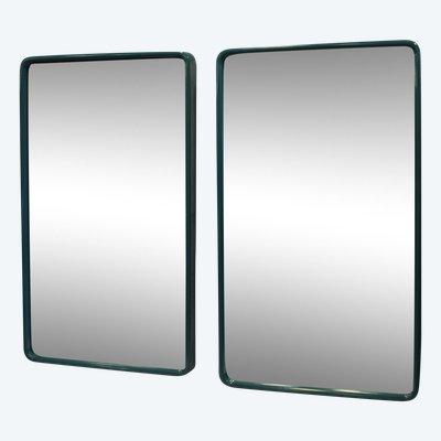 43 X 74 Cm Paire De Miroirs Années 70 Par Schönbuch, Bleu émeraude