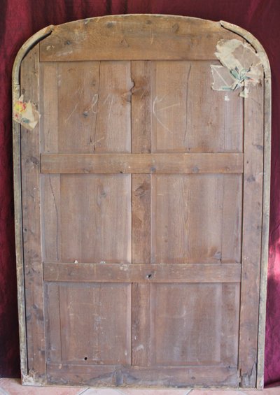 106 X 160 Cm Miroir De Cheminée Milieu XIXème, Feuille d'Or, Patine, Glace Mercure