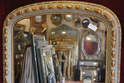 106 X 160 Cm Miroir De Cheminée Milieu XIXème, Feuille d'Or, Patine, Glace Mercure