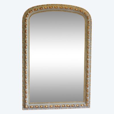 106 X 160 Cm Miroir De Cheminée Milieu XIXème, Feuille d'Or, Patine, Glace Mercure