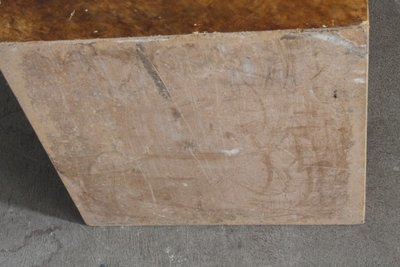 Ancient column XVIII century lacquered base painted fake marble. Siena Yellow. Measurements h 108. Base 33 x 33