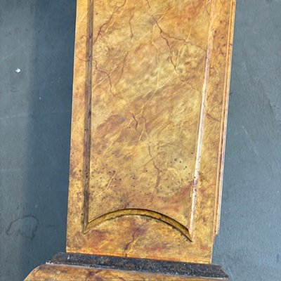 Ancient column XVIII century lacquered base painted fake marble. Siena Yellow. Measurements h 108. Base 33 x 33