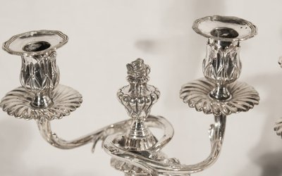 Pair of silver-plated candelabra Late 18th century