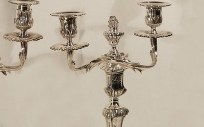 Pair of silver-plated candelabra Late 18th century