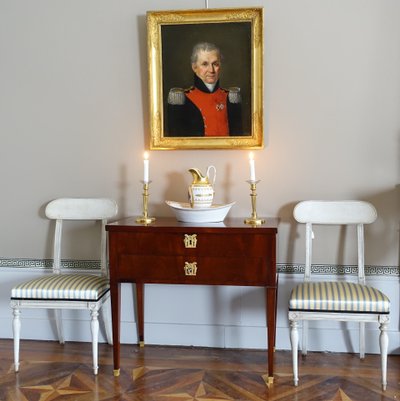 Empire period mahogany dressing table with sliding top