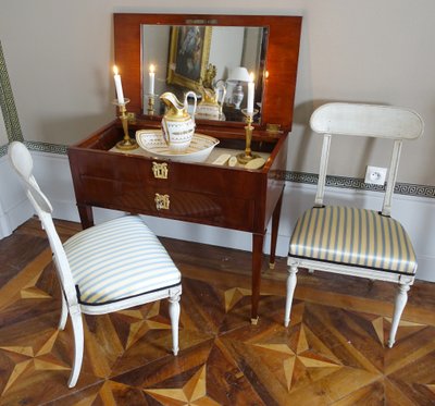 Empire period mahogany dressing table with sliding top