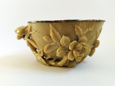 Chine Coupe En Stéatite  Et Argent Ancienne