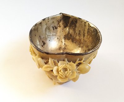 Chine Coupe En Stéatite  Et Argent Ancienne