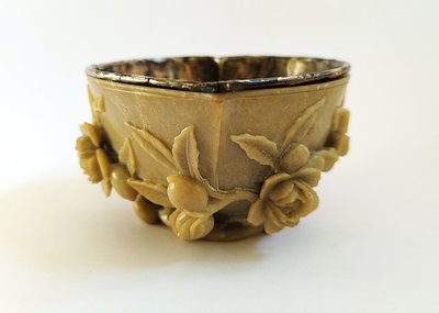 Chine Coupe En Stéatite  Et Argent Ancienne