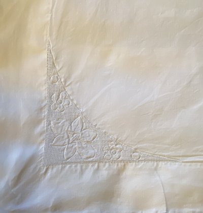 Pair of Linen Embroidered Pillowcases 19th century