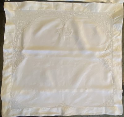 Pair of Linen Embroidered Pillowcases 19th century