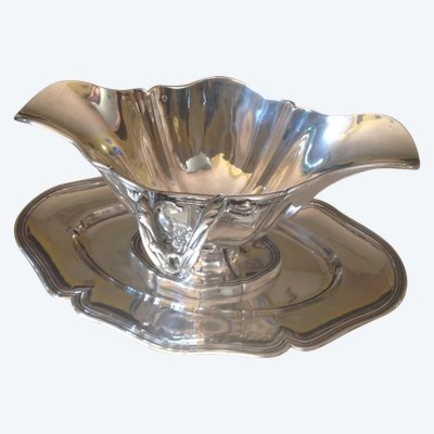 Saucière En Argent Massif De Forme Navette De Style Louis XV 