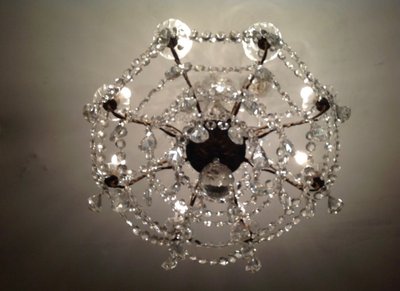 Lampadario a 8 luci con nappe, anni 1900