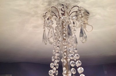 Lampadario a 8 luci con nappe, anni 1900