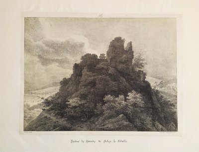 Lithographie Ancienne Par Engelmann Ruines Du Château De Robert Le Diable 19ème