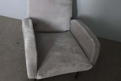Mid Century 50s armchair “Gigi Radice” grey colour. Iron legs