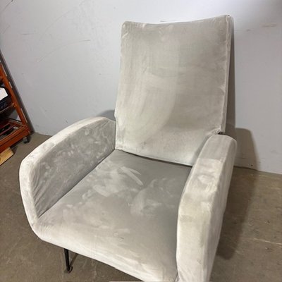 Mid Century 50s armchair “Gigi Radice” grey colour. Iron legs