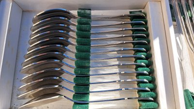 Antique 100-piece monogram cutlery set (18.8) France Inox