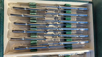 Antique 100-piece monogram cutlery set (18.8) France Inox