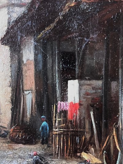 Oil on canvas “the dovecote” signed and dated 1881