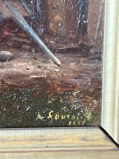 Oil on canvas “the dovecote” signed and dated 1881