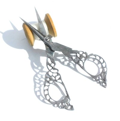 Pair of Italian Sewing Embroidery Scissors, Steel Lace, Bartolomeo Terzano, 19th Century