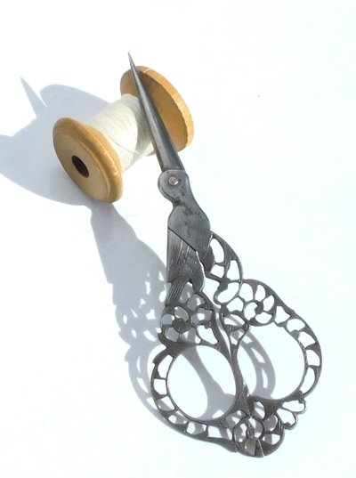Pair of Italian Sewing Embroidery Scissors, Steel Lace, Bartolomeo Terzano, 19th Century