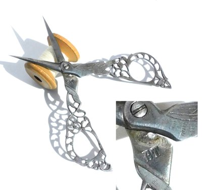 Pair of Italian Sewing Embroidery Scissors, Steel Lace, Bartolomeo Terzano, 19th Century