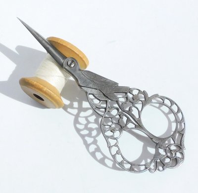 Pair of Italian Sewing Embroidery Scissors, Steel Lace, Bartolomeo Terzano, 19th Century