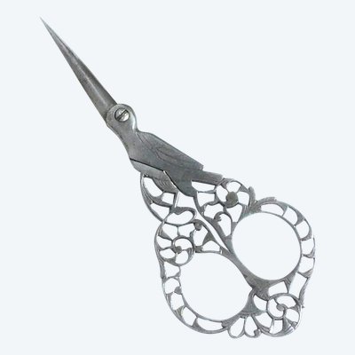 Pair of Italian Sewing Embroidery Scissors, Steel Lace, Bartolomeo Terzano, 19th Century