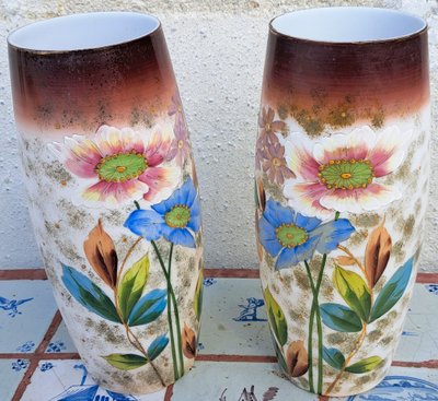 Pair of 19th century opaline vases