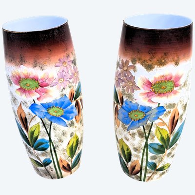 Pair of 19th century opaline vases