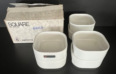 Bowls, ramekins (x6) Square by Makio Hasuike for Sociétariats Ceramica Revelli, Italy 70's