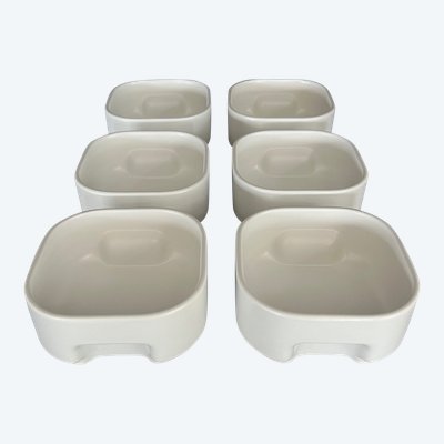 Bowls, ramekins (x6) Square by Makio Hasuike for Sociétariats Ceramica Revelli, Italy 70's
