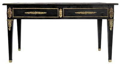 Bureau plat de style Louis XVI laqué noir
