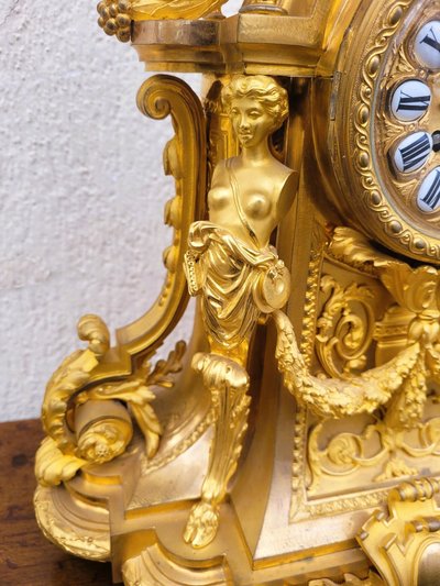Gilt Bronze Fireplace Set, Napoleon III, 19th Century