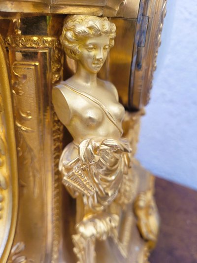 Gilt Bronze Fireplace Set, Napoleon III, 19th Century