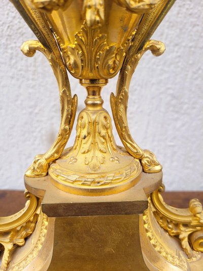 Gilt Bronze Fireplace Set, Napoleon III, 19th Century