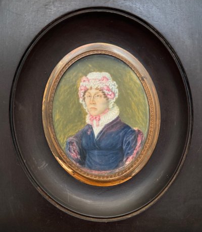Miniature portrait of a woman with a headdress, first part of the 19th century