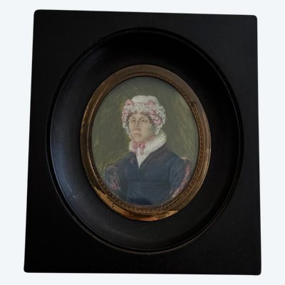 Miniature portrait of a woman with a headdress, first part of the 19th century