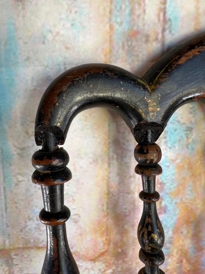 Sedia per bambini Napoleone III in legno annerito e intreccio di vimini – fine del XIX secolo