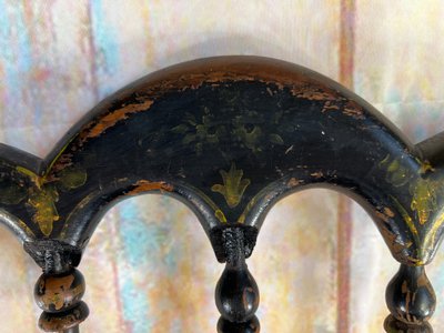 Sedia per bambini Napoleone III in legno annerito e intreccio di vimini – fine del XIX secolo