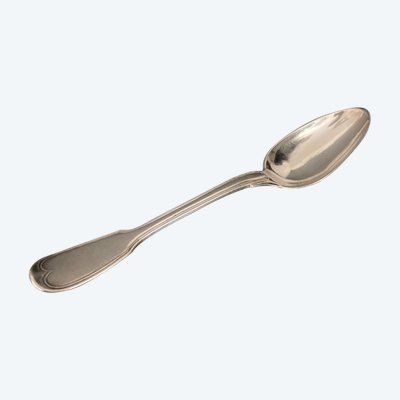 18th century solid silver stew spoon with Fermiers Généraux hallmarks