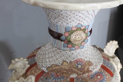 Antique Japanese Satsuma Ceramic Vases early 1900s Paintings . H 78 La 44